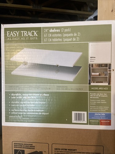 Easy Track RS1423 Estantes de Armario, 14" x 24", Blanco, Laminado 2-PK/CAJA