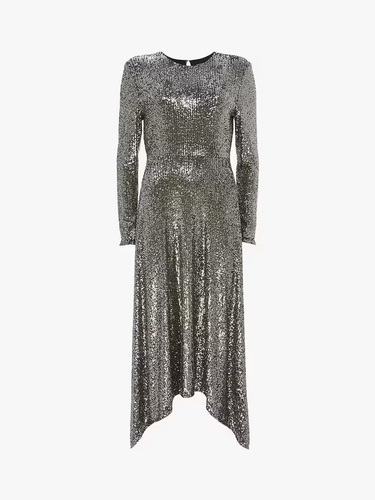 BNWT Mint Velvet Gunmetal Sequin Long Sleeve Midi Dress Size 12 RRRP £189 - Picture 3 of 12