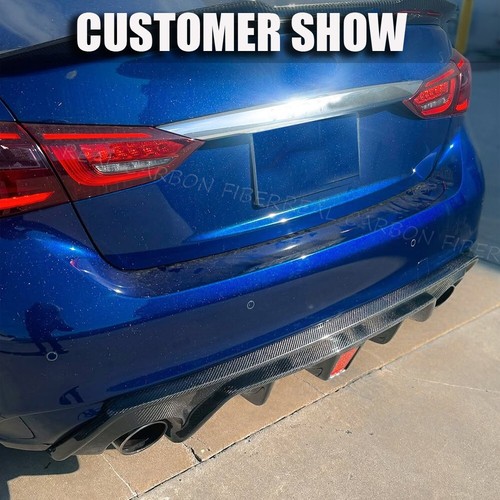 Labio difusor parachoques trasero carbono real con luz roja para Infiniti Q50 Q50S 2018-2020 - Imagen 6 de 13