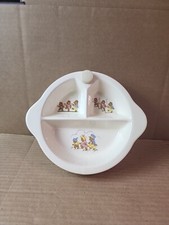 Vintage 1948 Porcelain Baby Food Warming Dish Excello 3 Sections "3 Bears"