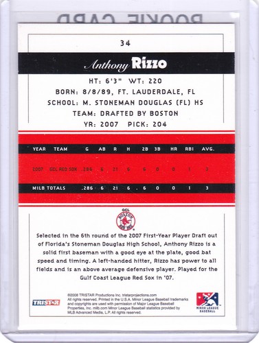 Anthony Rizzo ROOKIE CARD Chicago Cubs 2008 RARE Reflections INSERT BASEBALL RC - Bild 2 von 2