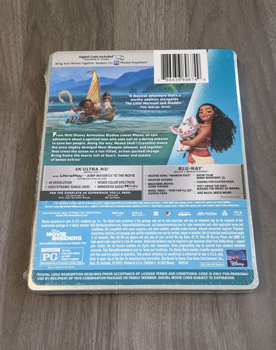 モアナ　スチールブック Moana 100th Anniversary LE Steelbook (4K UHD+Blu-ray+Digital