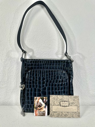 New Brighton Shoulder Bag Sonny Lil Cher Blue Patent Croc Embossed Handbag $300 - Picture 4 of 19