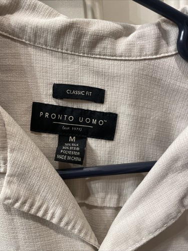 Pronto Uomo Men Button Up Shirt Medium Short Sleeve Casual Beach Type - Picture 2 of 3