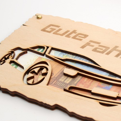 „Gute Fahrt“ - Glückwunsch-Karte aus Holz zum Führerschein & für andere Anlässe - Bild 4 von 7