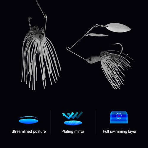 5pcs Lead Head Spinnerbait 10g Metal Spoon Artificial Buzz Bait Skirt Blade Lure - Picture 6 of 9