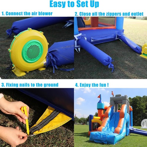 5 IN 1 Commercial PVC Inflatable Bounce House Dual Slides Ball Hoop Climb Wall - Picture 10 of 10