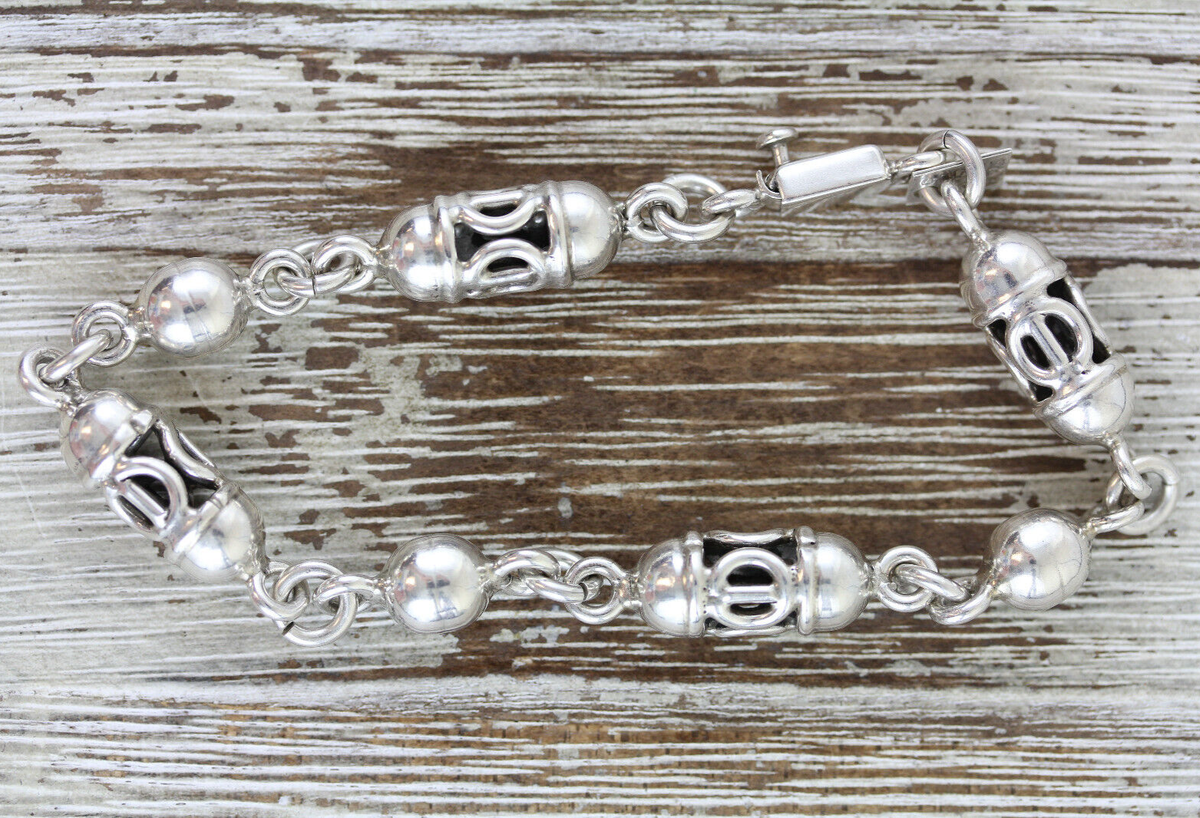 VINTAGE MEXICO CAGE STERLING SILVER 925 CHAIN LINK BRACELET VINTAGE MEXICO CAGE STERLING SILVER 925 CHAIN LINK BRACELET