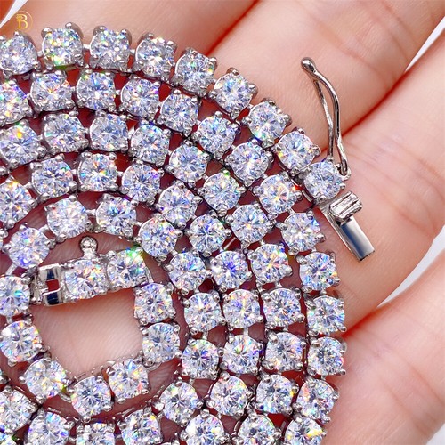 Charm Tennis Chain Necklace Hip Hop Men Women Cubic Zircon 18K Real Gold Plated - Picture 20 of 26