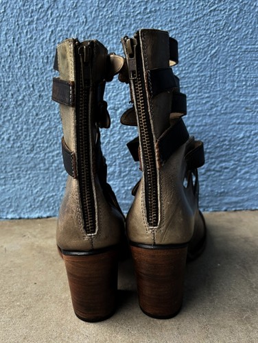 Freebird By Steven Stone Bond Gladiator Buckle Sandal Boots Size 8 Black/Grayish - Picture 4 of 9