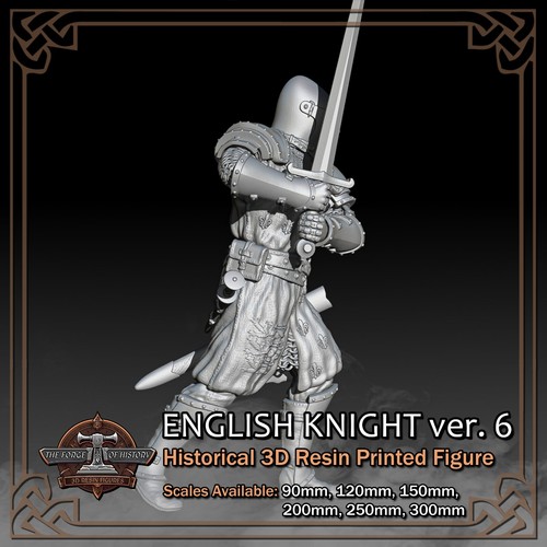 English Knights 3-Pack #3 - 3D Resin Printed Figure Models - Scale 90mm to 300mm - Picture 19 of 22