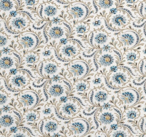 NINA CAMPBELL OSBORNE & LITTLE VORHANGSTOFF Baville 3,2 METER BLAU LEINENMISCHUNG