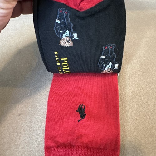 Polo Ralph Lauren Men’s L Assorted 2-Pack Martini Bear Cotton Blend Crew Socks - Picture 7 of 9