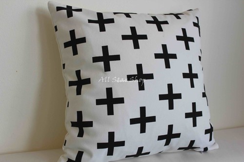 Art Black and White Yellow Home Decor Cotton CUSHION COVER PILLOW CASE 18" - Picture 6 of 9