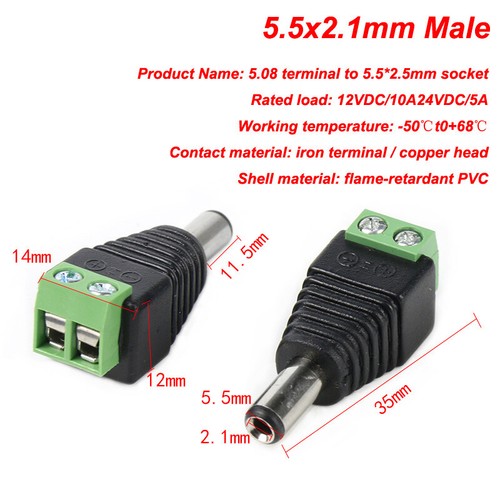 Adaptador conector de alimentación hembra macho CCTV de CC 12 V enchufe conector 5,5 x 2,1/2,5 mm - Imagen 3 de 5