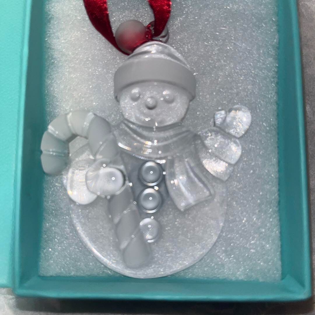 ティファニー　Snowman Ornament Beautiful Tiffany & Co. Crystal Snowman Ornament in Original