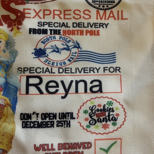 Christmas North Pole Sack, Large Canvas Bag Drawstring Self-Personalize Reyna - Picture 4 of 7