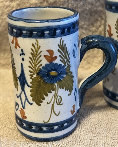 Set of 6 Guertes Talavera small cups Mugs Hand Painted Mexico 3.6” Tall 2” Dia. - Picture 5 of 12