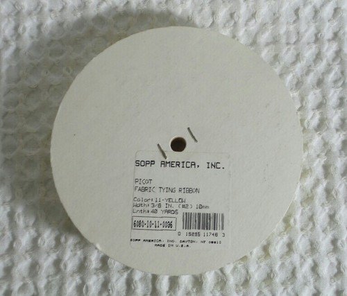 Cinta satinada borde pluma doble cara AMARILLA PICOT 3/8 pulgadas 40 yardas 100 % poliéster - Imagen 5 de 8