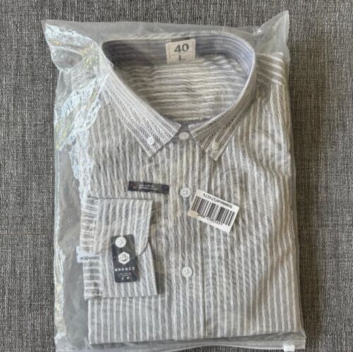 Herren 100% Baumwolle Gestreiftes Button Down Oxford Hemd in Blau oder Grau - Bild 4 von 5