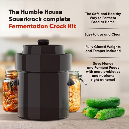 Natural White Ceramic Fermentation Crock Kit - Easy Homemade Sauerkraut & Kimchi - Picture 4 of 10