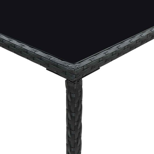 Mesa de Bar con Placa de Vidrio Negro 130x60x110 Cm Poli Ratán Terraza Jardín vidaXL - Imagen 24 de 43