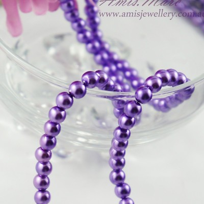 110PCS 8mm Glass Pearl Lavender//purple Color Round DIY Imitation Pearl beads