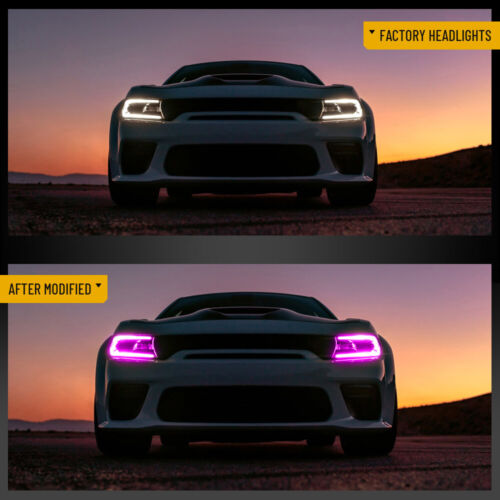 Pair VLAND For Dodge Charger SRT LED Headlights DRL Multicolor Change 2015-2023 - Picture 17 of 19