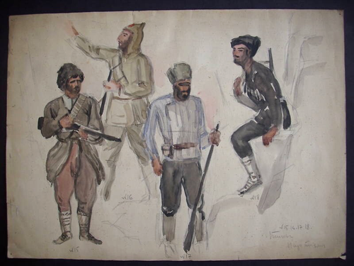 Armenia 1930s,Theatre Painting on Paper,PATO ANANYAN,Armenian Socialist Art Deco