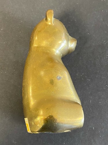 VINTAGE SOLID BRASS TEDDY BEAR COIN BANK 5" TALL W/PLUG *PRE-OWNED* 52521 - Bild 6 von 9