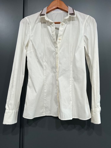 Brunello Cucinelli Women White Long Sleeve Button-Down Shirt S - 第 2/6 張圖片