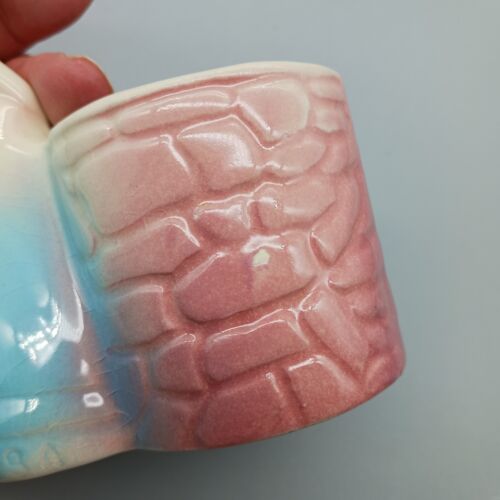 Maceta de cerámica vintage dama deseando bien flores rosa azul crema 5,5" x 5,75" - Imagen 7 de 9