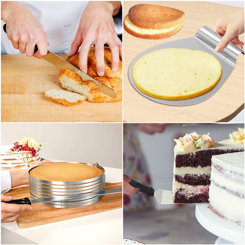 Set torta 4 pezzi aiuto per tagliare torte accessori da forno acciaio inox coltello taglio - Foto 4 di 10