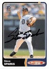 Steve Sparks autographed baseball card (Detroit Tigers) 2003 Topps Total #716