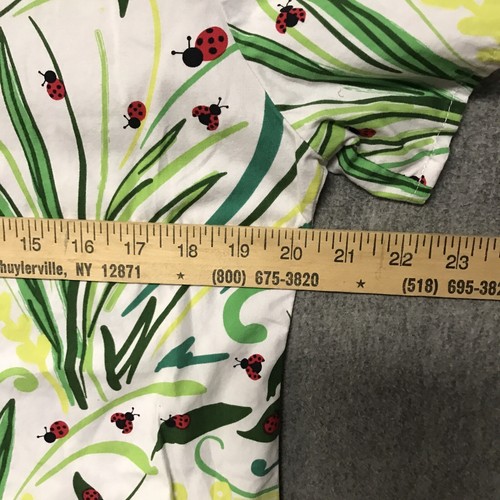 Zoe Chloe Scrub Top Womens Medium Green Ladybug V Neck Pockets - Picture 6 of 10