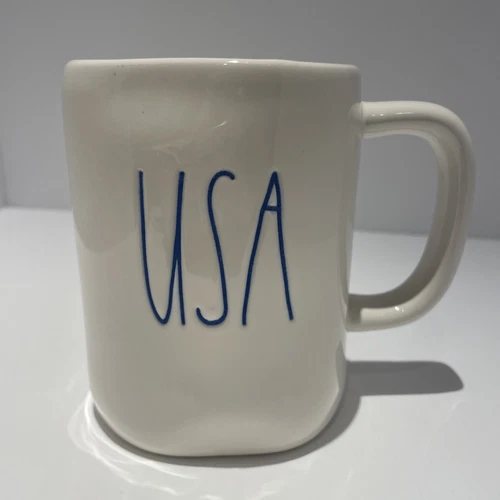 RAE DUNN Patriotic USA Mug Cup Blue LL Red Interior ~ Magenta Artisan Collection
