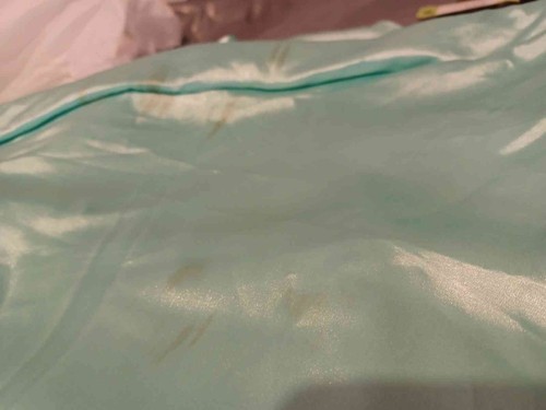 Trägerloses Fischschwanz Ballkleid Gr. 10 Aqua Mint Satin mit Schleppe Perlen Rüschen - Bild 10 von 12