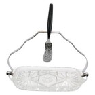 BUTTER DISH Crystal with Knife Glass and Metal Vintage With box Stainless Finish