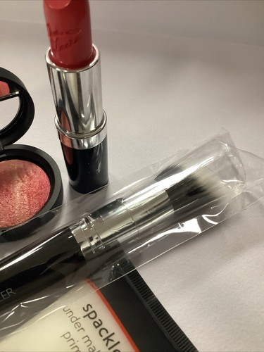 Laura Geller Blush Lychee Rose 1.8g Tiger Lilly Lipstick, Primer 28ml Brush Set - Picture 4 of 6