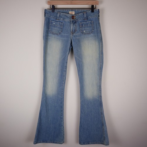 Vintage Abercrombie & Fitch Flare Leg Stone Wash Low Rise Jeans Size 2 Waist 30"