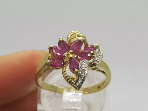 1.50Ct Marquise Cut Lab-Created Ruby Prong Wedding Ring 14K Yellow Gold Plated - Picture 5 of 9