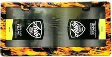 Auto Drive Flames Theme Metal License Plate Frame Standard Size