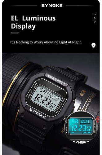 Back Light Multifunction Sport Watch Fishing Digital Watches Men's Wristwatch - Picture 3 of 11