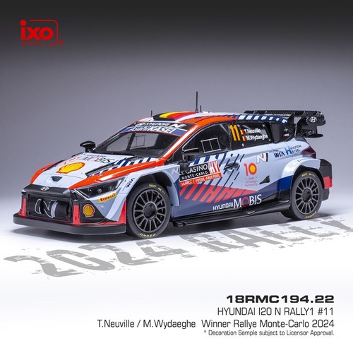 ixo 18RMC194 Hyundai i20 N Rally1 #11 T.Neuville M.Wydaeghe 1/18 MonteCarlo 2024 - Picture 5 of 6