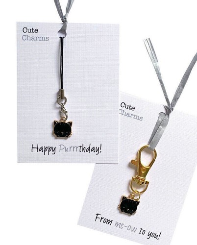 Urocze charmsy! IMBIR CAT zapięcie/telefon charm. Różne slogany. Urodziny itp! - Zdjęcie 2 z 24