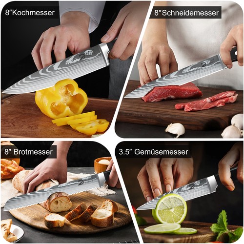 Professional Knife Set Chefs Knife Culinary Kitchen Butcher Knives with Scissors - Picture 4 of 9