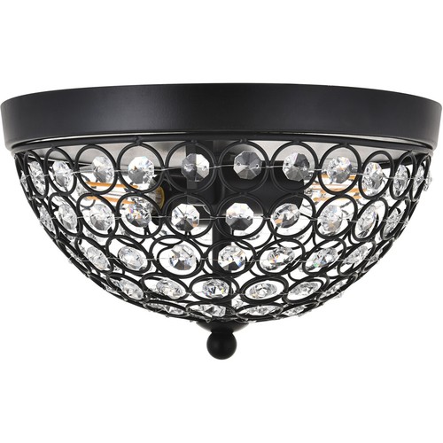 Flush Mount Crystal Light Fixture Matte Black Bedroom Dining Room or Hallway 10" - Picture 3 of 11