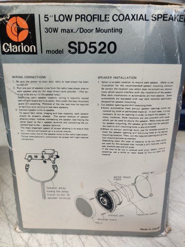 Vintage Clarion SD520 LOW PROFILE 5" coaxial 2-way Door Speaker pair NOS RARE - Picture 11 of 12