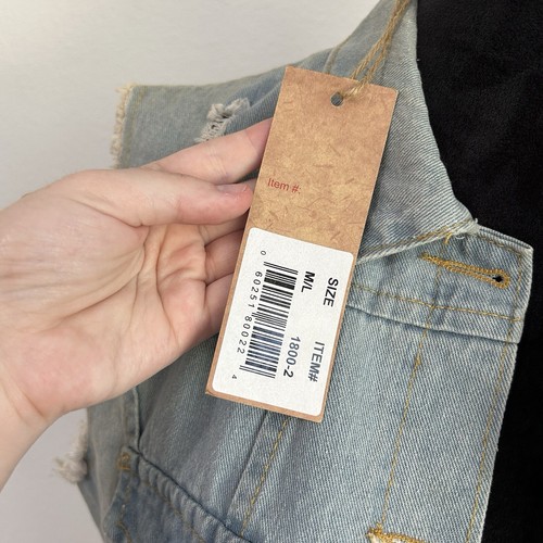 Grace And Emma Ripped Jean Vest With White Lace Women’s Size M/L - Picture 6 of 13