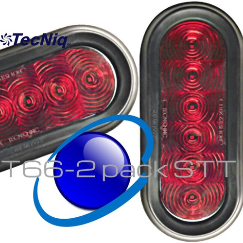 2pack 6" Oval RED Stop/Turn/Tail Sealed LED Light Trailer Truck TECNIQ Made USA  - Bild 1 von 9